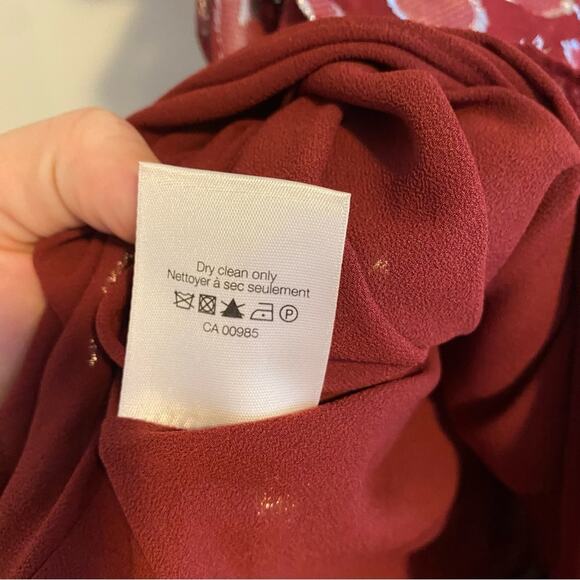 Veronica Beard Red Silver Silk Metallic Blouse Top 4 - Picture 8 of 10